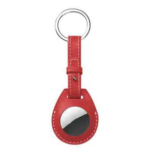 Shockproof Anti-scratch Leather Protective Case Cover with Hang Loop For AirTag, Style:Keychain (Red)