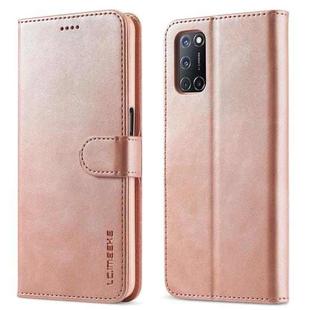 For OPPO F19 / A74 4G LC.IMEEKE Calf Texture Horizontal Flip Leather Case with Holder & Card Slots & Wallet(Rose Gold)