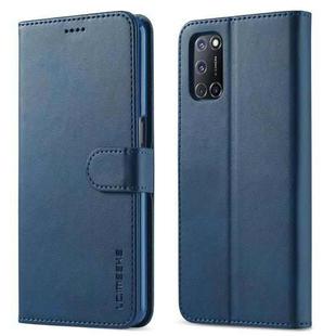 For OPPO F19 Pro / A94 5G LC.IMEEKE Calf Texture Horizontal Flip Leather Case with Holder & Card Slots & Wallet (Blue)