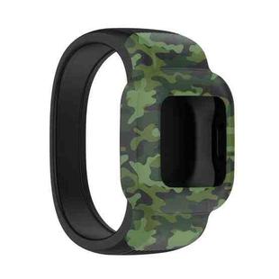 For Garmin Vivofit JR3 No Buckle Silicone Printing Watch Band, Size:S(Camouflage Green)