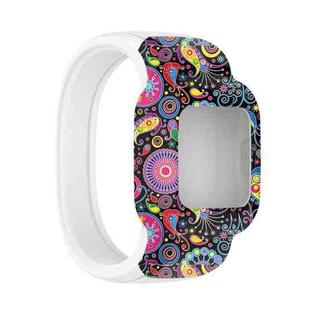 For Garmin Vivofit JR3 No Buckle Silicone Printing Watch Band, Size:L(Peacock)