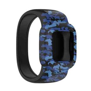 For Garmin Vivofit JR3 No Buckle Silicone Printing Watch Band, Size:L(Camouflage Blue)
