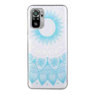 For Xiaomi Redmi Note 10 4G Coloured Drawing Pattern Transparent TPU Protective Case(Blue Flower)