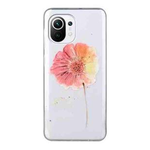 For Xiaomi Mi 11 Lite Coloured Drawing Pattern Transparent TPU Protective Case(Flower)