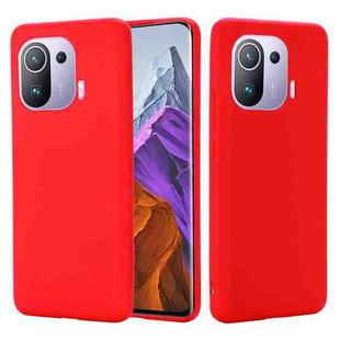 For Xiaomi Mi 11 Pro Solid Color Liquid Silicone Dropproof Full Coverage Protective Case(Red)