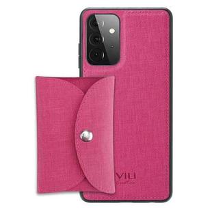 For Samsung Galaxy A72 5G ViLi T Series TPU + PU Woven Fabric Magnetic Protective Case with Wallet(Rose Red)