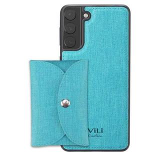For Samsung Galaxy S21 5G ViLi T Series TPU + PU Woven Fabric Magnetic Protective Case with Wallet(Blue)