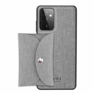 For Samsung Galaxy A52 5G ViLi T Series TPU + PU Woven Fabric Magnetic Protective Case with Wallet(Grey)