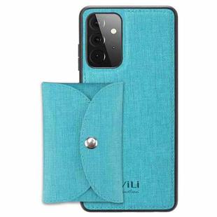 For Samsung Galaxy A52 5G ViLi T Series TPU + PU Woven Fabric Magnetic Protective Case with Wallet(Blue)