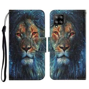 For Samsung Galaxy A22 4G Coloured Drawing Pattern Horizontal Flip PU Leather Case with Holder & Card Slots & Wallet & Lanyard(Lion)