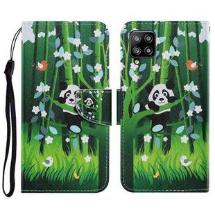 For Samsung Galaxy A22 4G Coloured Drawing Pattern Horizontal Flip PU Leather Case with Holder & Card Slots & Wallet & Lanyard(Panda)