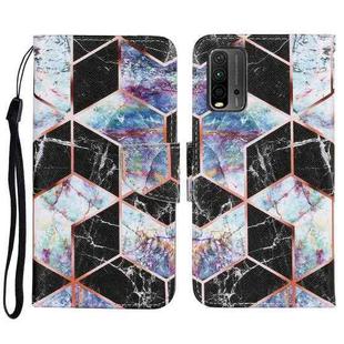 For Xiaomi Redmi 9T Coloured Drawing Pattern Horizontal Flip PU Leather Case with Holder & Card Slots & Wallet & Lanyard(Black Marble)