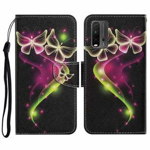 For Xiaomi Redmi 9T Coloured Drawing Pattern Horizontal Flip PU Leather Case with Holder & Card Slots & Wallet & Lanyard(Couple Butterfly)