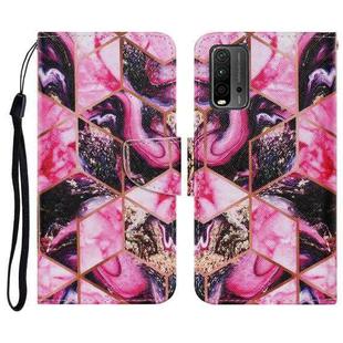 For Xiaomi Redmi 9T Coloured Drawing Pattern Horizontal Flip PU Leather Case with Holder & Card Slots & Wallet & Lanyard(Purple Marble)