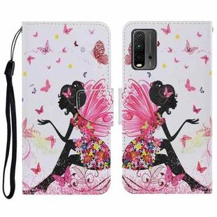 For Xiaomi Redmi 9T Coloured Drawing Pattern Horizontal Flip PU Leather Case with Holder & Card Slots & Wallet & Lanyard(Dancing Girl)