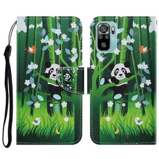 For Xiaomi Redmi Note 10 4G Coloured Drawing Pattern Horizontal Flip PU Leather Case with Holder & Card Slots & Wallet & Lanyard(Panda)