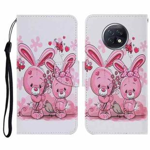 For Xiaomi Redmi Note 9T Coloured Drawing Pattern Horizontal Flip PU Leather Case with Holder & Card Slots & Wallet & Lanyard(Cute Rabbit)