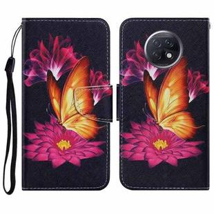 For Xiaomi Redmi Note 9T Coloured Drawing Pattern Horizontal Flip PU Leather Case with Holder & Card Slots & Wallet & Lanyard(Big Golden Butterfly)