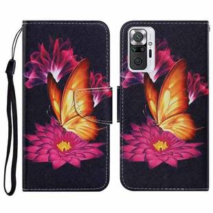 For Xiaomi Redmi Note 10 Pro Coloured Drawing Pattern Horizontal Flip PU Leather Case with Holder & Card Slots & Wallet & Lanyard(Big Golden Butterfly)