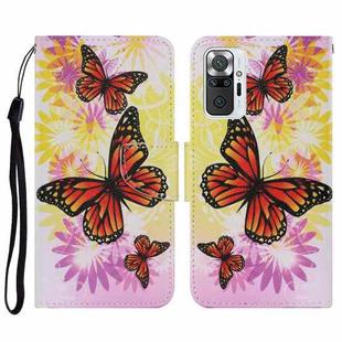 For Xiaomi Redmi Note 10 Pro Coloured Drawing Pattern Horizontal Flip PU Leather Case with Holder & Card Slots & Wallet & Lanyard(Chrysanthemum Butterfly)