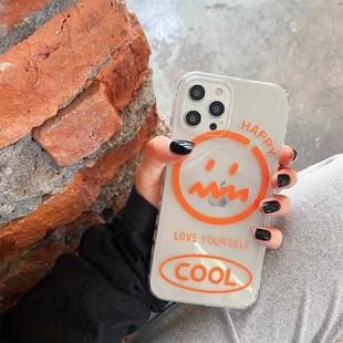 For iPhone 12 mini Shockproof Side Painting Expression Pattern Transparent TPU Protective Case (Orange)