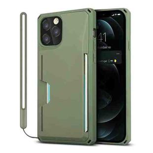For iPhone 12 / 12 Pro Armor Shockproof TPU + PC Hard Case with Card Slot Holder(Green)