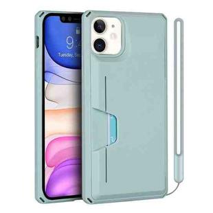 For iPhone 11 Armor Shockproof TPU + PC Hard Case with Card Slot Holder (Light Blue)