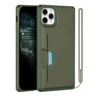 For iPhone 11 Pro Armor Shockproof TPU + PC Hard Case with Card Slot Holder (Green)