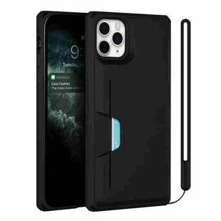 For iPhone 11 Pro Max Armor Shockproof TPU + PC Hard Case with Card Slot Holder (Black)