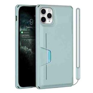 For iPhone 11 Pro Max Armor Shockproof TPU + PC Hard Case with Card Slot Holder (Light Blue)