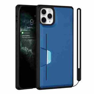 For iPhone 11 Pro Max Armor Shockproof TPU + PC Hard Case with Card Slot Holder (Black Blue)
