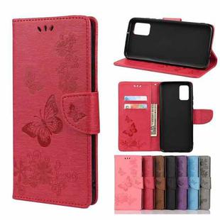 For Samsung Galaxy A02s (EU Version) Butterflies Embossing Horizontal Flip Leather Case with Holder & Card Slots & Wallet(Red)