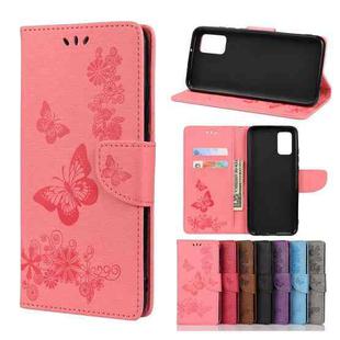 For Samsung Galaxy A32 5G Butterflies Embossing Horizontal Flip Leather Case with Holder & Card Slots & Wallet(Pink)