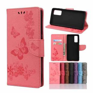 For Samsung Galaxy A72 5G / 4G Butterflies Embossing Horizontal Flip Leather Case with Holder & Card Slots & Wallet(Pink)