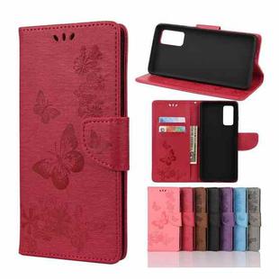 For Samsung Galaxy A72 5G / 4G Butterflies Embossing Horizontal Flip Leather Case with Holder & Card Slots & Wallet(Red)