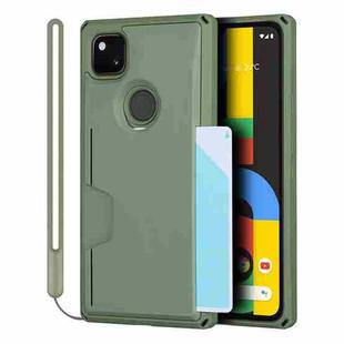 For Google Pixel 4a Armor Shockproof TPU + PC Hard Case with Card Slot Holder(Green)