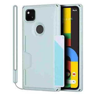 For Google Pixel 4a Armor Shockproof TPU + PC Hard Case with Card Slot Holder(Light Blue)