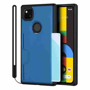 For Google Pixel 4a Armor Shockproof TPU + PC Hard Case with Card Slot Holder(Black Blue)