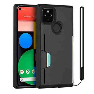 For Google Pixel 5 Armor Shockproof TPU + PC Hard Case with Card Slot Holder(Black)