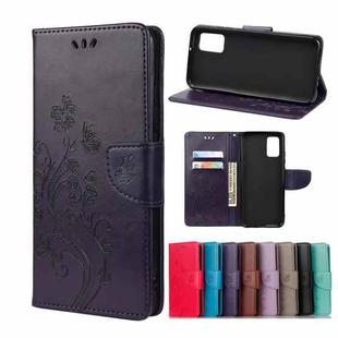 For Samsung Galaxy A32 5G Butterfly Flower Pattern Horizontal Flip Leather Case with Holder & Card Slots & Wallet(Deep Purple)
