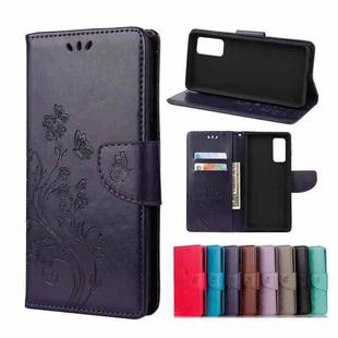 For Samsung Galaxy A72 5G / 4G Butterfly Flower Pattern Horizontal Flip Leather Case with Holder & Card Slots & Wallet(Deep Purple)