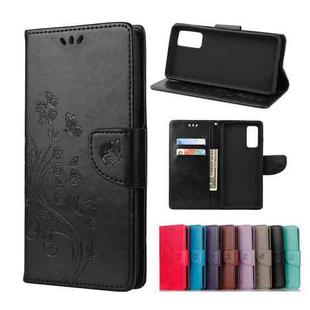 For Samsung Galaxy A72 5G / 4G Butterfly Flower Pattern Horizontal Flip Leather Case with Holder & Card Slots & Wallet(Black)