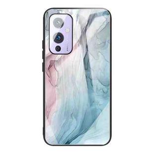 For One Plus 9 Abstract Marble Pattern Glass Protective Case(Abstract Gray)