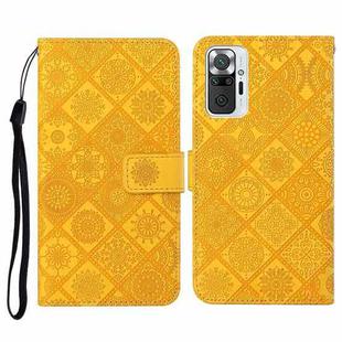 For Xiaomi Redmi Note 10 Pro Ethnic Style Embossed Pattern Horizontal Flip Leather Case with Holder & Card Slots & Wallet & Lanyard(Yellow)