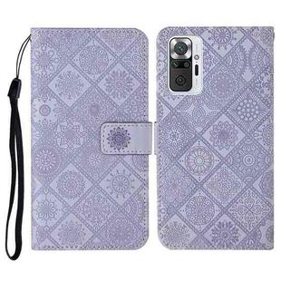 For Xiaomi Redmi Note 10 Pro Ethnic Style Embossed Pattern Horizontal Flip Leather Case with Holder & Card Slots & Wallet & Lanyard(Purple)