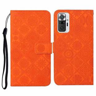 For Xiaomi Redmi Note 10 Pro Ethnic Style Embossed Pattern Horizontal Flip Leather Case with Holder & Card Slots & Wallet & Lanyard(Orange)