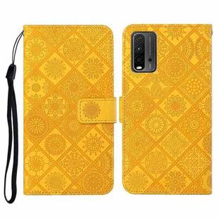 For Xiaomi Redmi 9T Ethnic Style Embossed Pattern Horizontal Flip Leather Case with Holder & Card Slots & Wallet & Lanyard(Yellow)