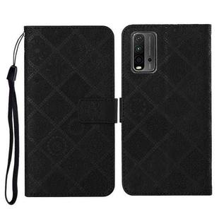 For Xiaomi Redmi 9T Ethnic Style Embossed Pattern Horizontal Flip Leather Case with Holder & Card Slots & Wallet & Lanyard(Black)