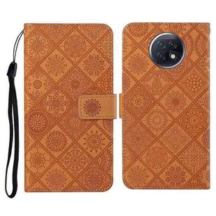 For Xiaomi Redmi Note 9T Ethnic Style Embossed Pattern Horizontal Flip Leather Case with Holder & Card Slots & Wallet & Lanyard(Brown)