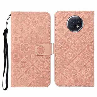 For Xiaomi Redmi Note 9T Ethnic Style Embossed Pattern Horizontal Flip Leather Case with Holder & Card Slots & Wallet & Lanyard(Pink)